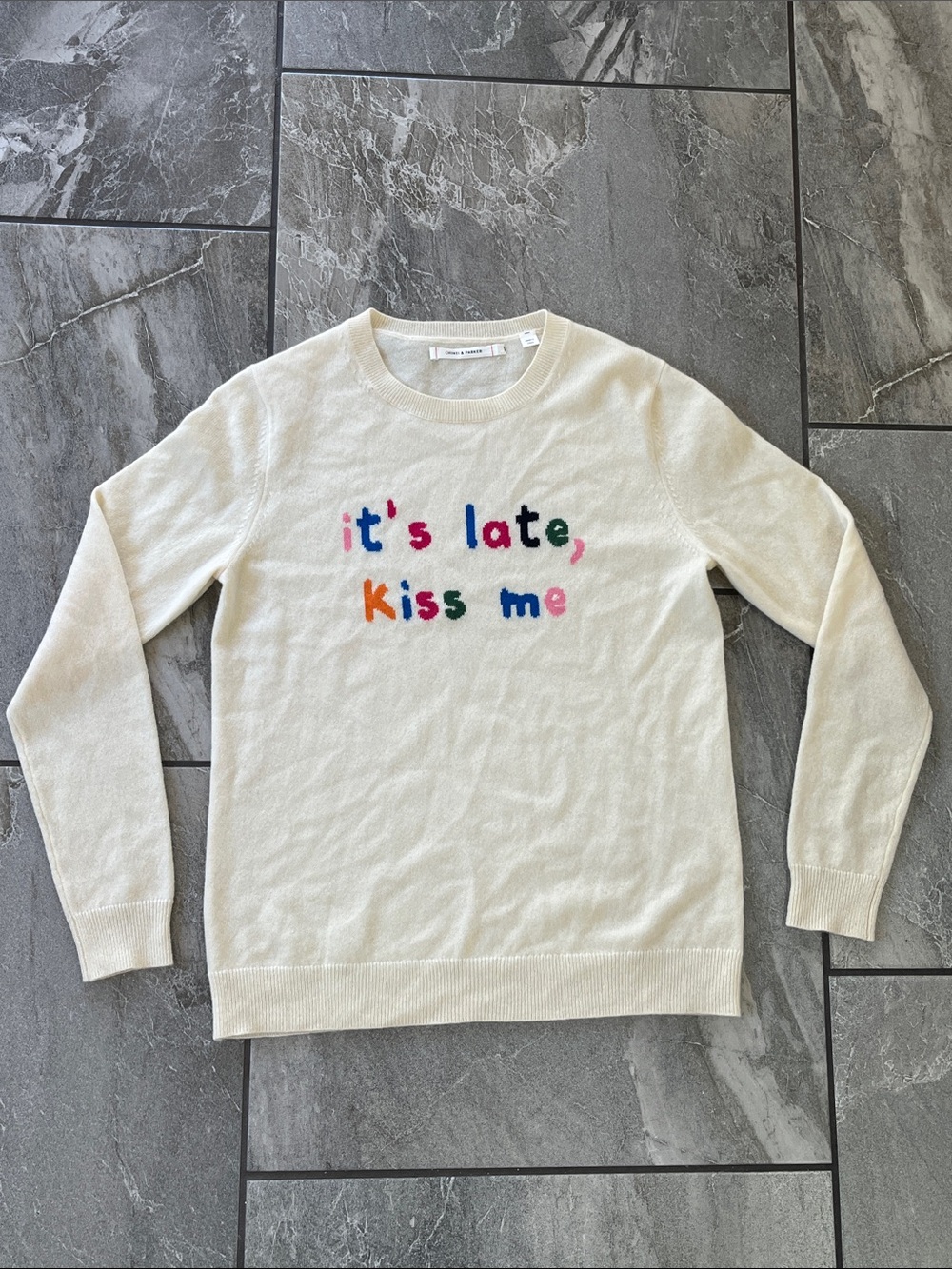 ❤️ Chinti & Parker 100% Cashmere Sweater Size XS It's Late Kiss Me